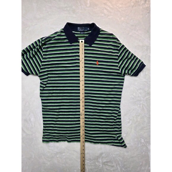 Polo Ralph Lauren Mens Size Medium Blue and Green Stripe Short Sleeve Shirt - Picture 4 of 5